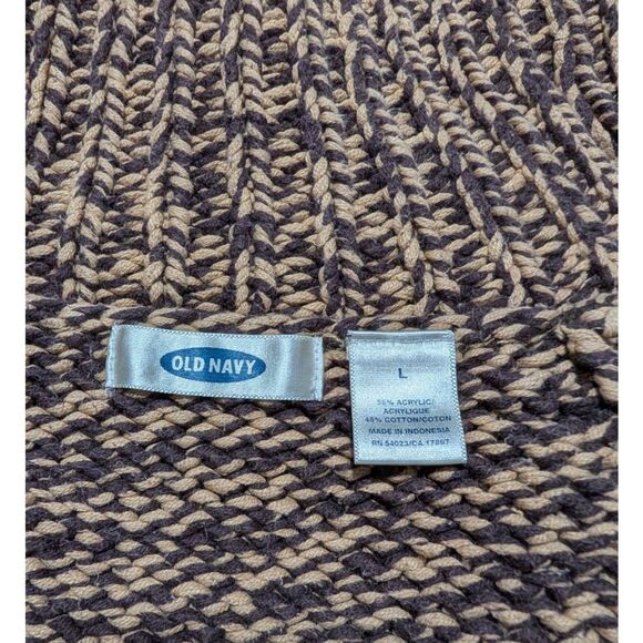 Old Navy Women's VTG Brown Tan Marled Knit Quarter Zip Sweater Jacket Size Large - Picture 6 of 10
